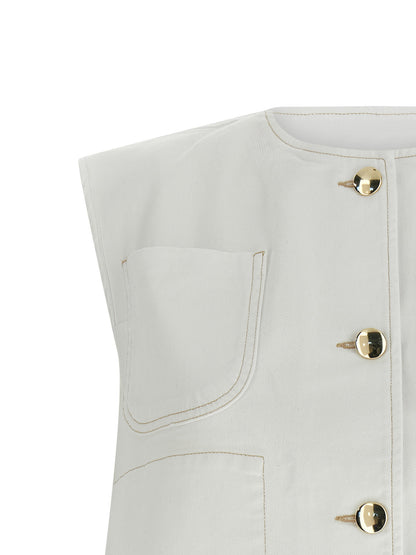 Fabiana Filippi Denim And Knit Vest White