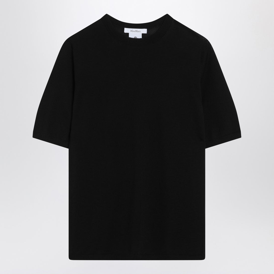 Max Mara Black Wool Crewneck Short Sleeve Sweater Black