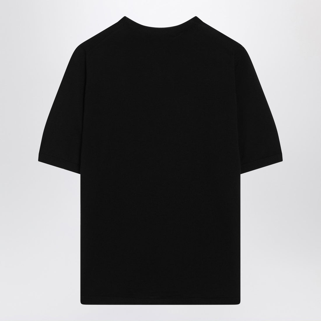 Max Mara Black Wool Crewneck Short Sleeve Sweater Black