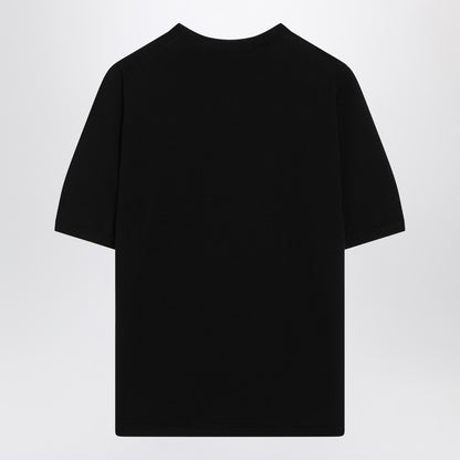 Max Mara Black Wool Crewneck Short Sleeve Sweater Black