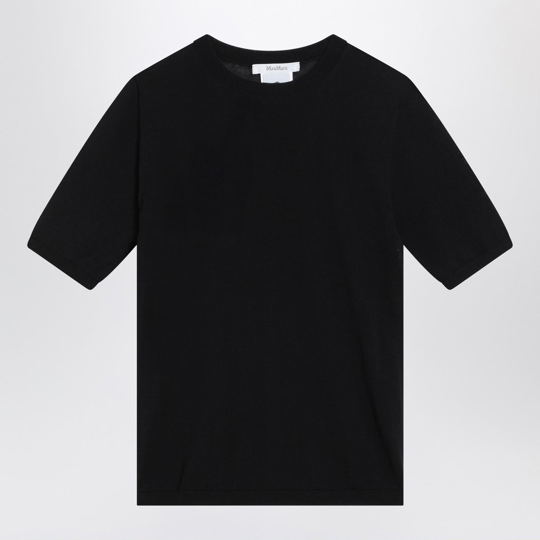 Max Mara Blue Wool Crew Neck Sweater with Short Sleeves Blue