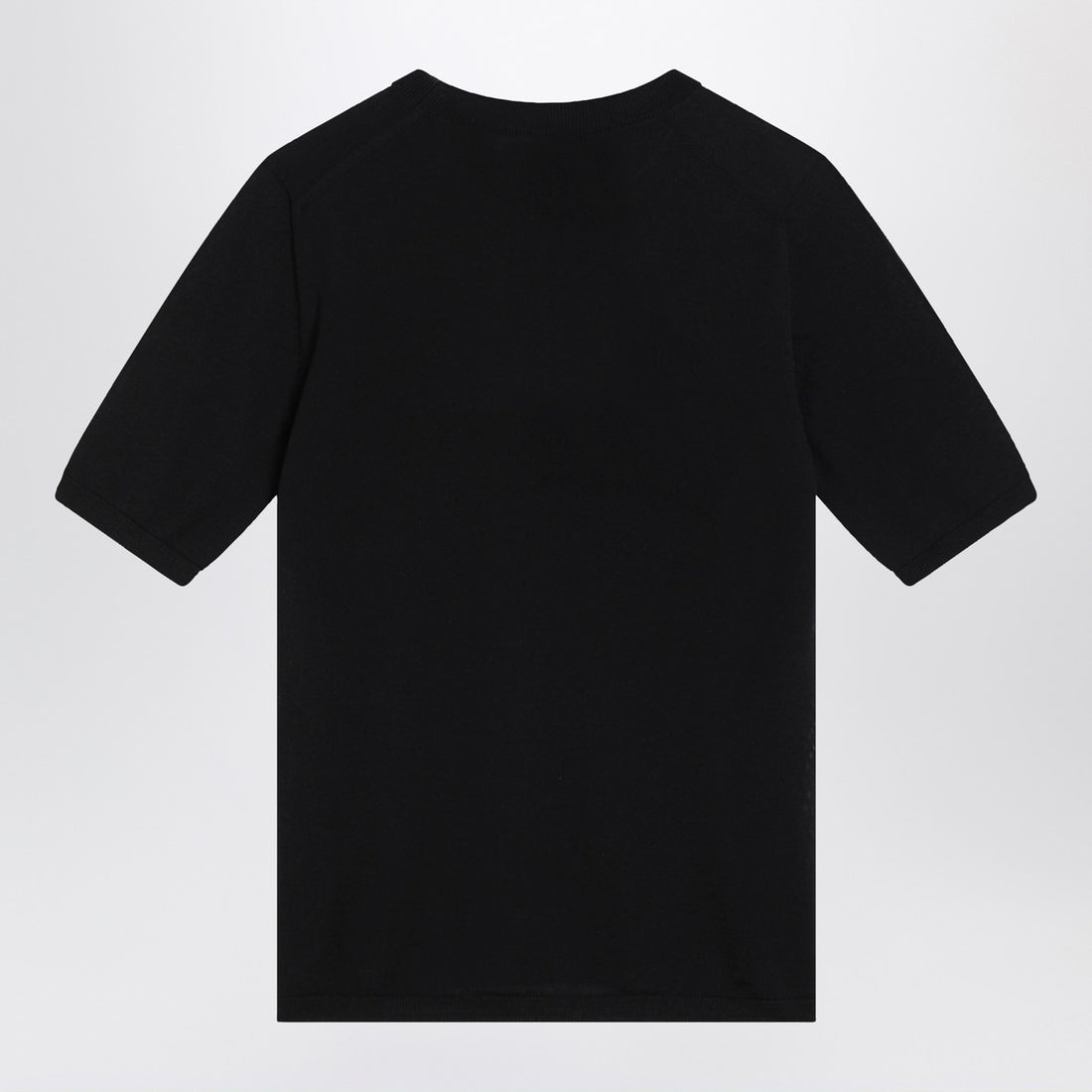 Max Mara Blue Wool Crew Neck Sweater with Short Sleeves Blue