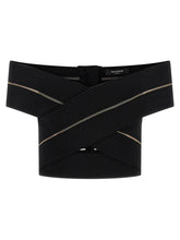 Balmain Off-the-shoulder Crop Top Black