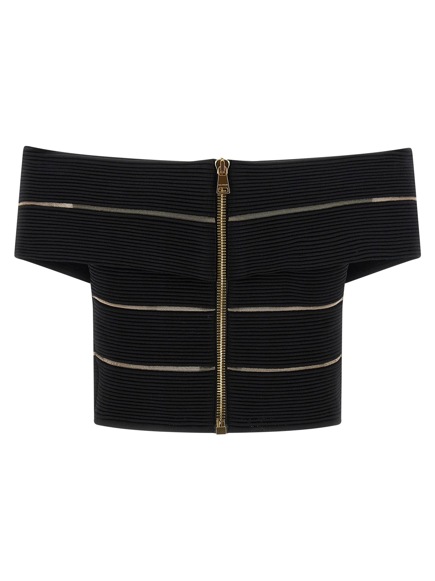 Balmain Off-the-shoulder Crop Top Black