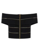 Balmain Off-the-shoulder Crop Top Black