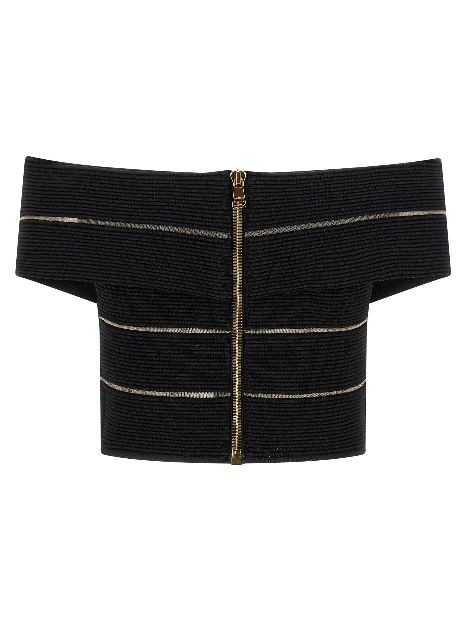Balmain Off-the-shoulder Crop Top Black