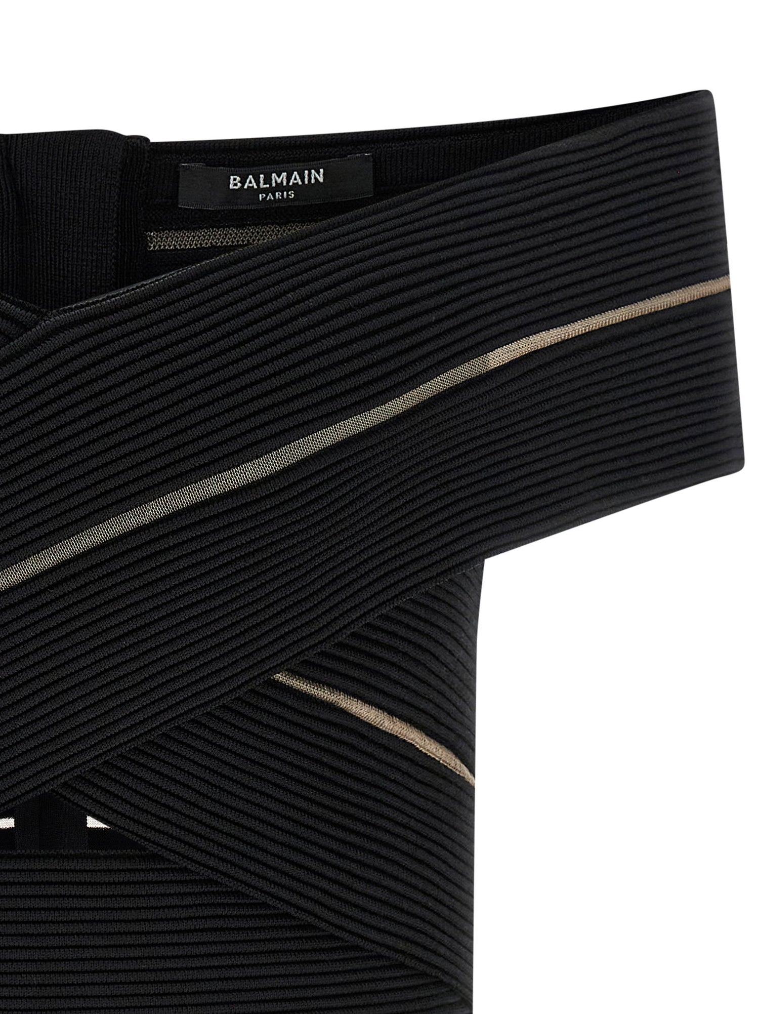 Balmain Off-the-shoulder Crop Top Black