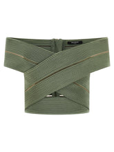 Balmain Off-the-shoulder Crop Top Green