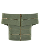 Balmain Off-the-shoulder Crop Top Green