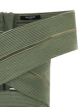 Balmain Off-the-shoulder Crop Top Green