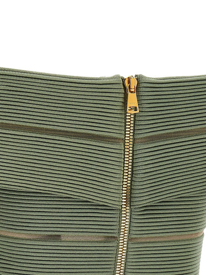 Balmain Off-the-shoulder Crop Top Green
