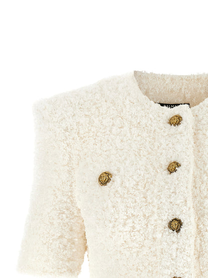 Balmain Cardigan Tweed Plumetis White