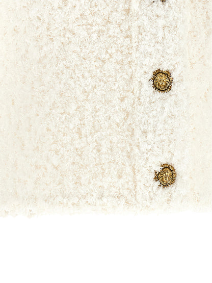 Balmain Cardigan Tweed Plumetis White