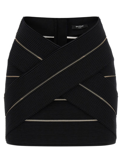 Balmain V-shaped Waist Skirt Black