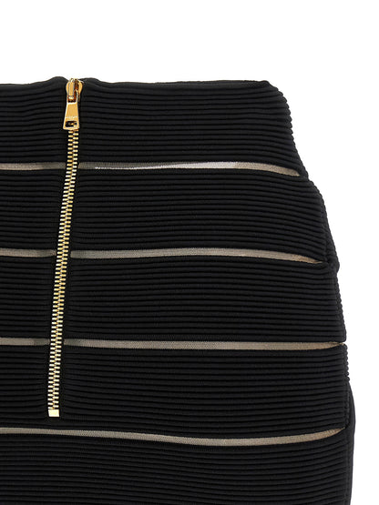 Balmain V-shaped Waist Skirt Black