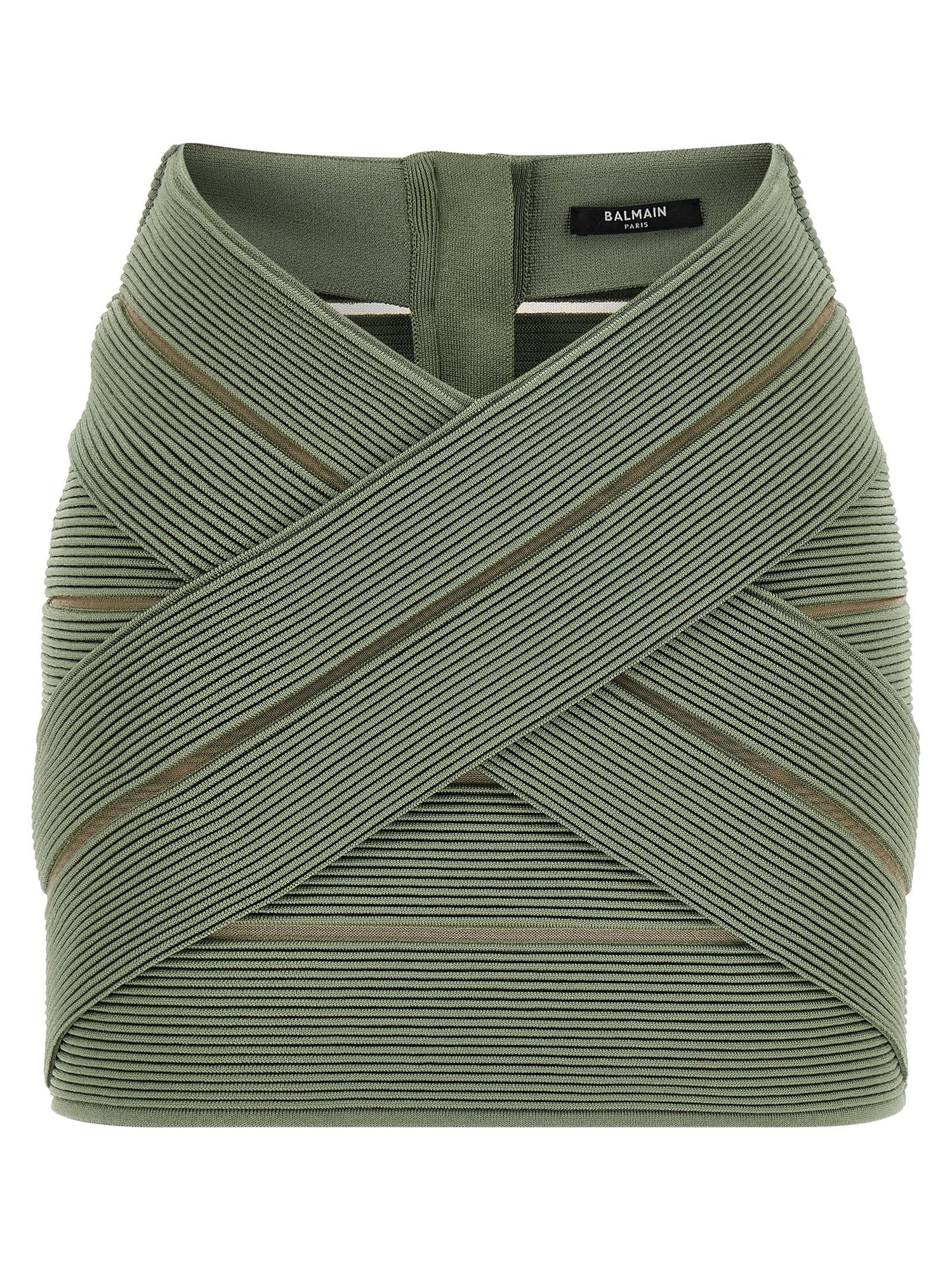 Balmain V-shaped Waist Skirt Green