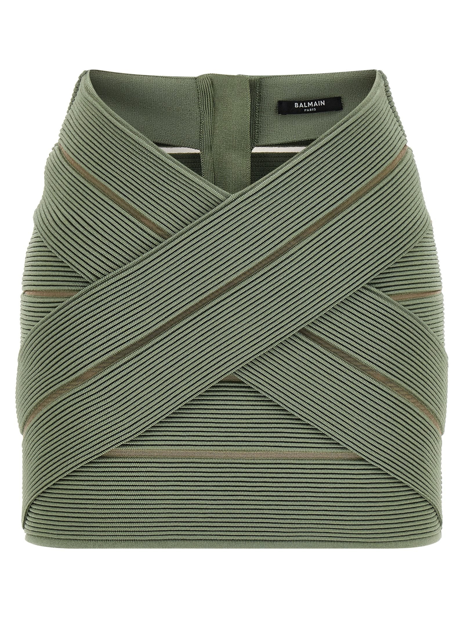 Balmain V-shaped Waist Skirt Green
