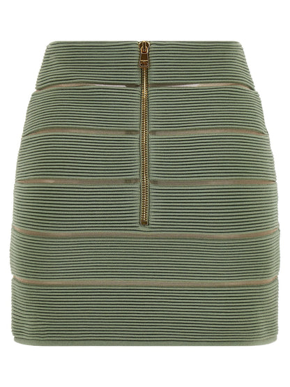 Balmain V-shaped Waist Skirt Green