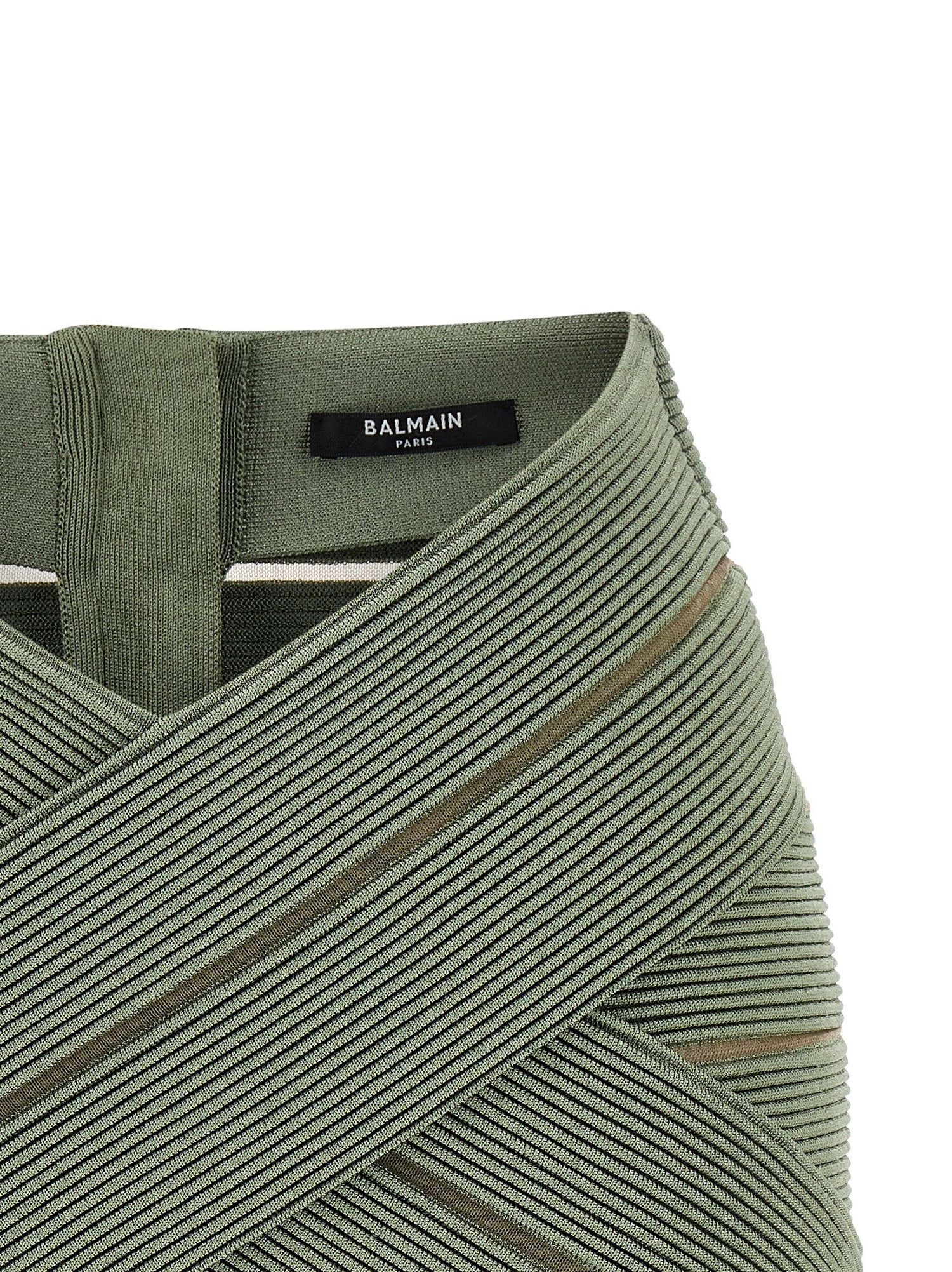 Balmain V-shaped Waist Skirt Green