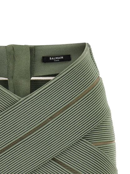 Balmain V-shaped Waist Skirt Green