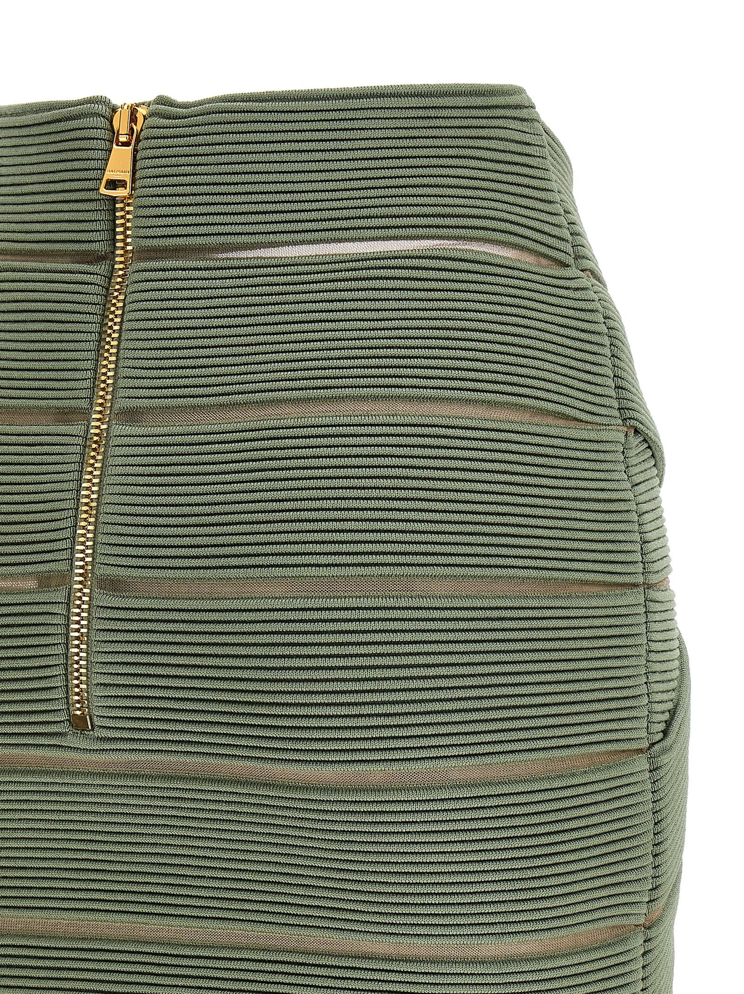 Balmain V-shaped Waist Skirt Green