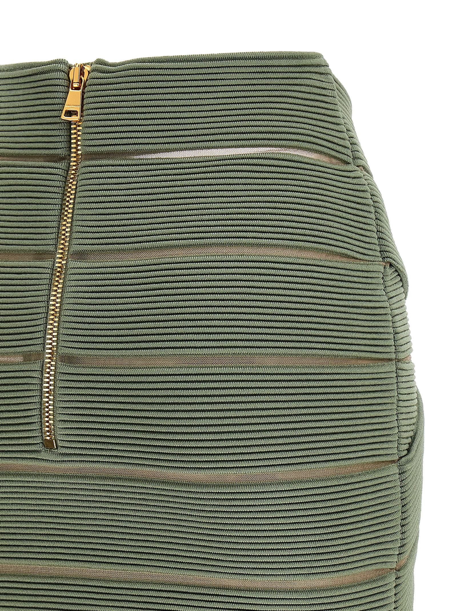 Balmain V-shaped Waist Skirt Green