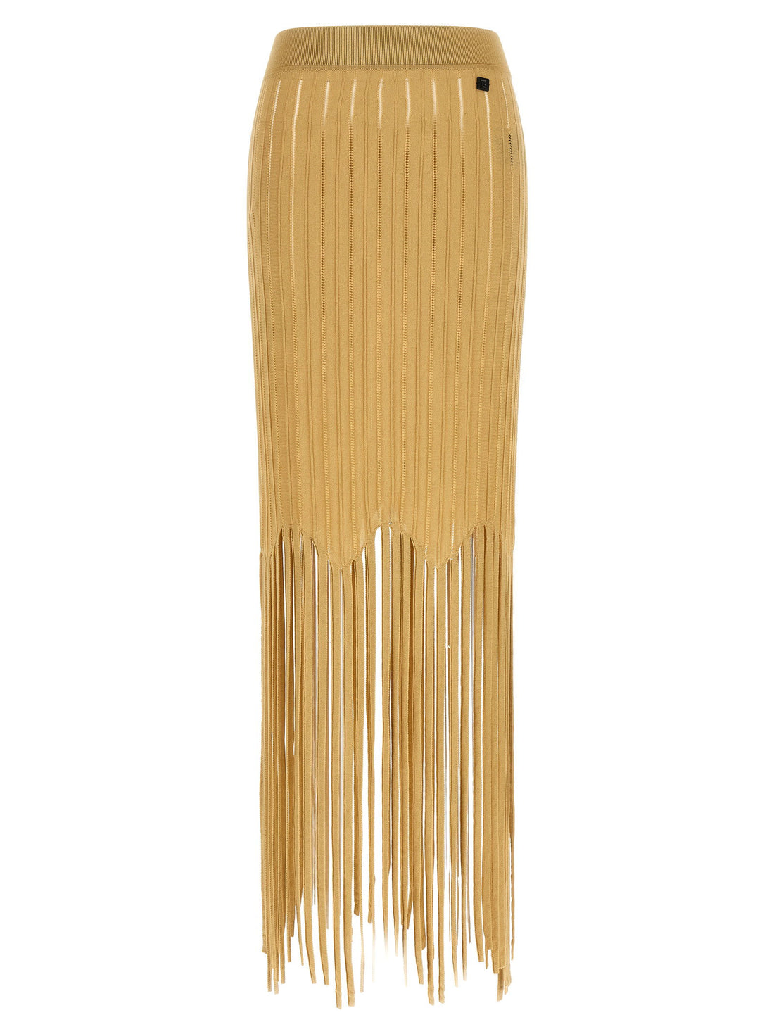 Balmain Fringed Skirt Beige