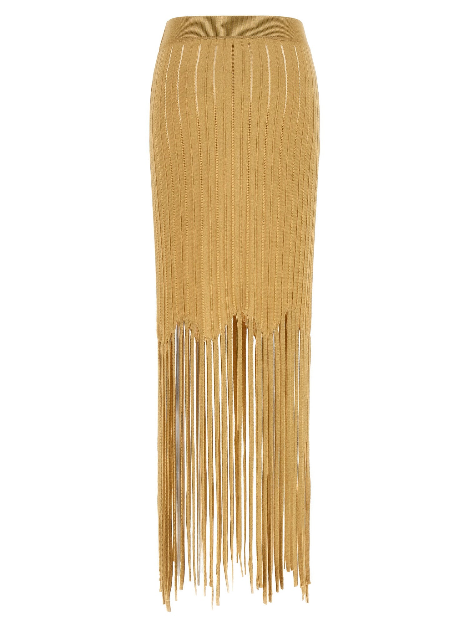 Balmain Fringed Skirt Beige