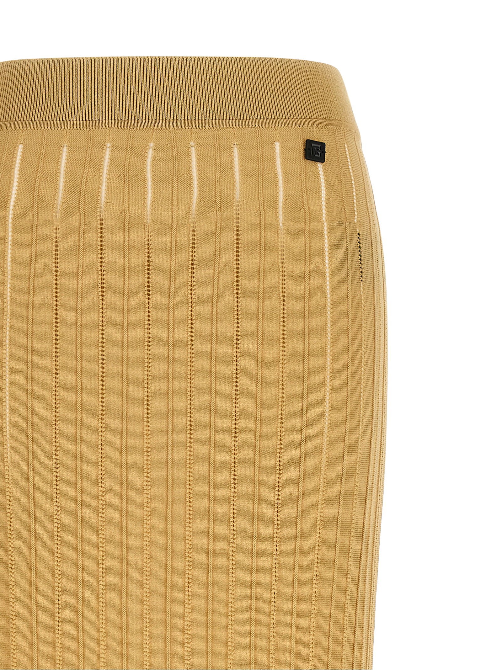 Balmain Fringed Skirt Beige