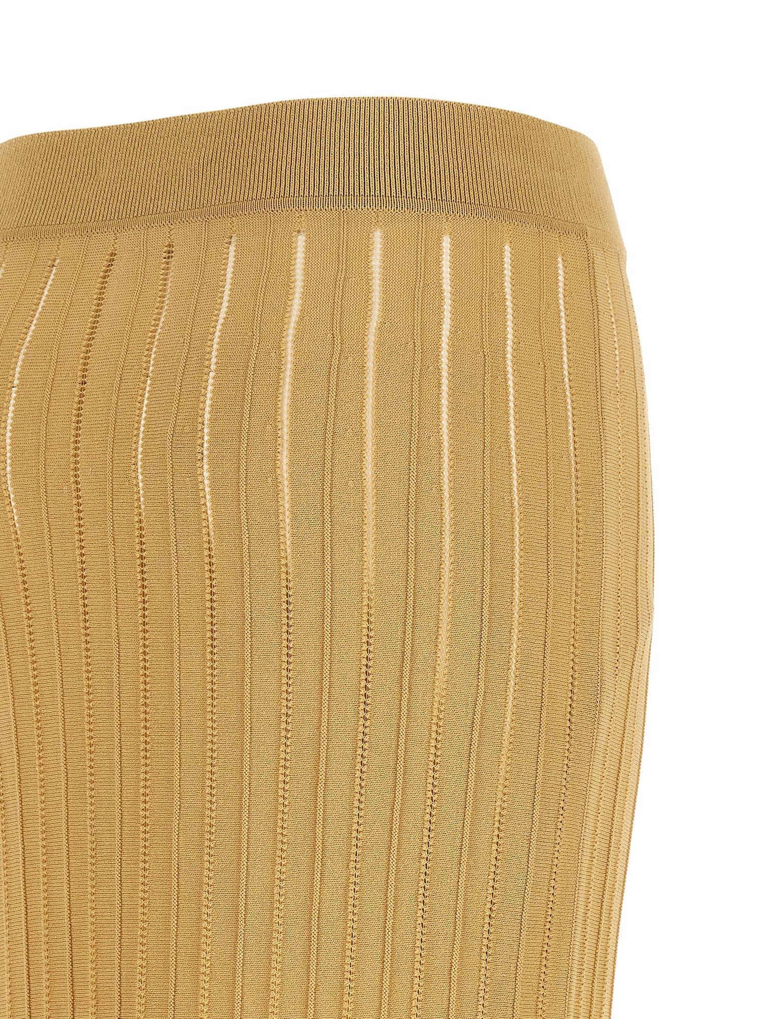 Balmain Fringed Skirt Beige