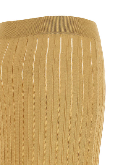 Balmain Fringed Skirt Beige