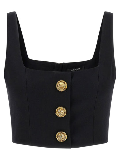 Balmain Button Top Black