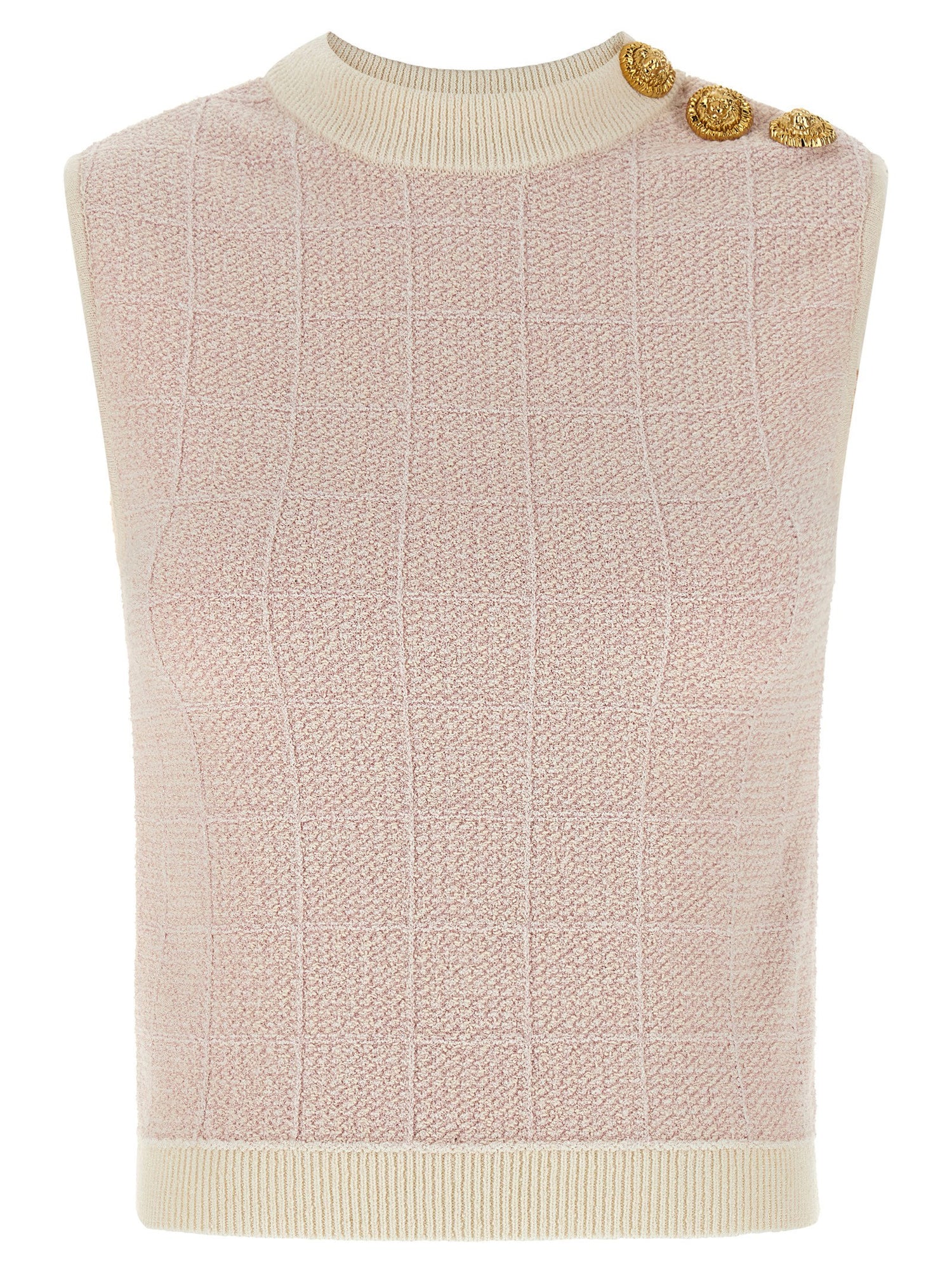 Balmain Testa Di Leone Tweed Vest Pink