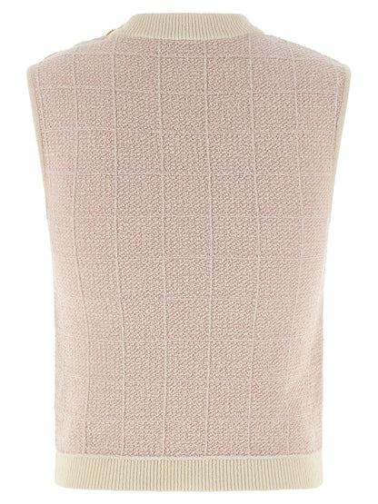 Balmain Testa Di Leone Tweed Vest Pink