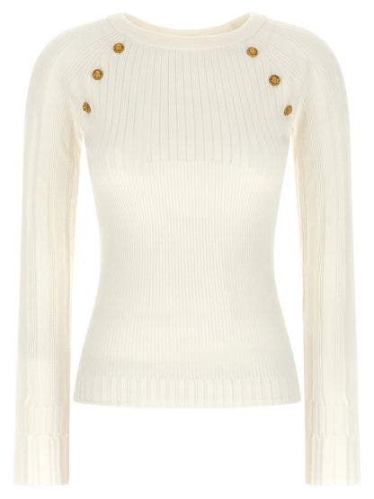 Balmain 3 Buttons Sweater White