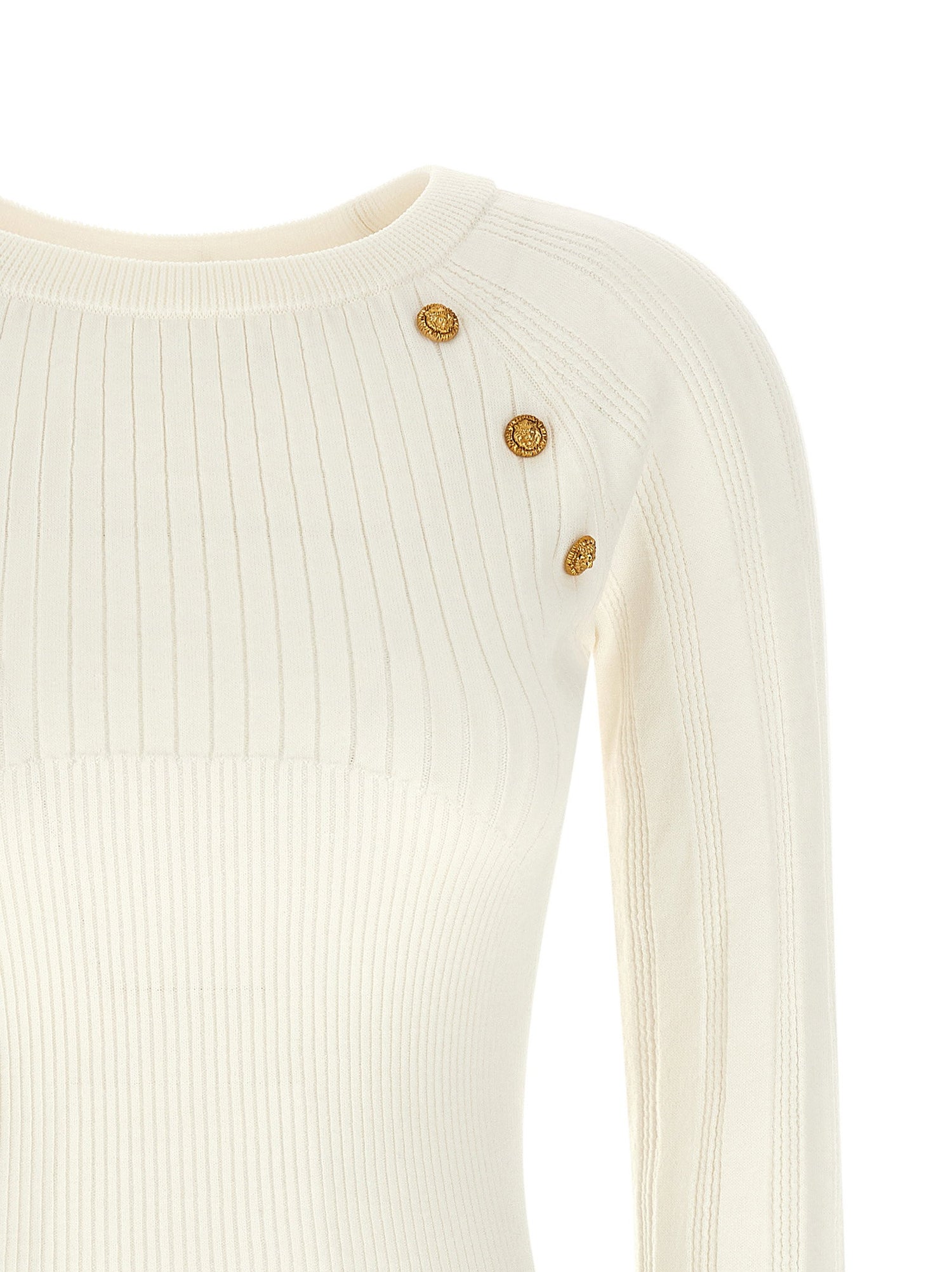 Balmain 3 Buttons Sweater White