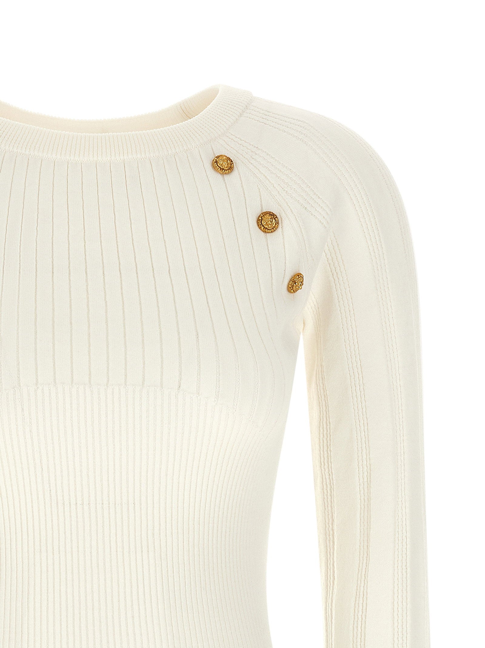 Balmain 3 Buttons Sweater White
