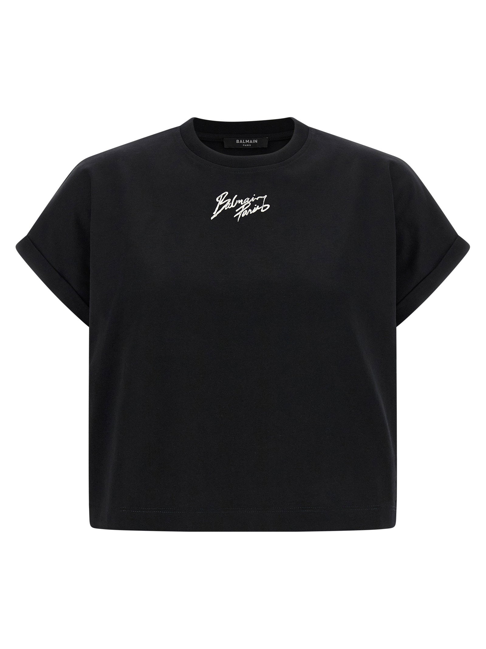 Balmain Cropped T-shirt Black