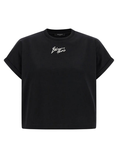 Balmain Cropped T-shirt Black