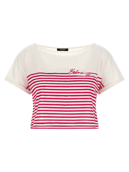 Balmain Marinière T-shirt Fuchsia