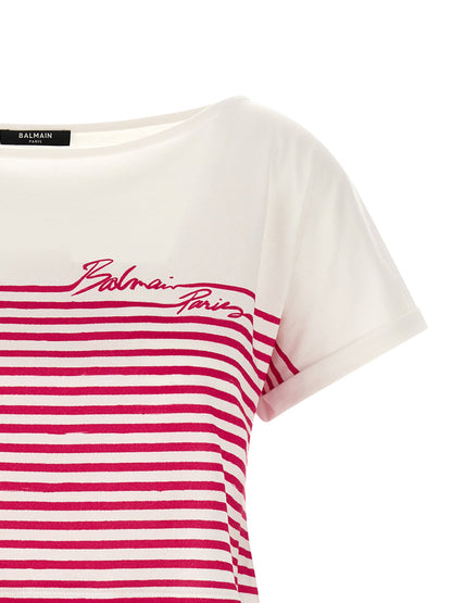 Balmain Marinière T-shirt Fuchsia