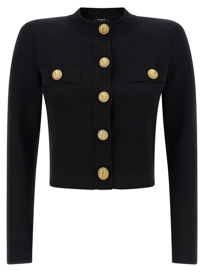 Balmain Cropped Cardigan Black