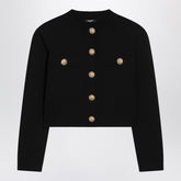 Balmain Tweed Cardigan With Logo Buttons Black