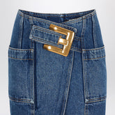 Balmain Denim Midi Skirt With Belt Blue
