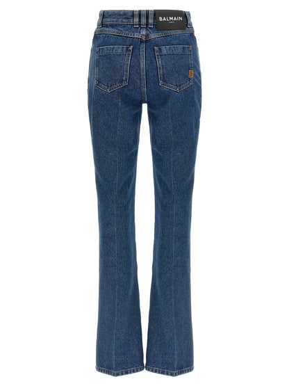 Balmain Embroidery Jeans Blue