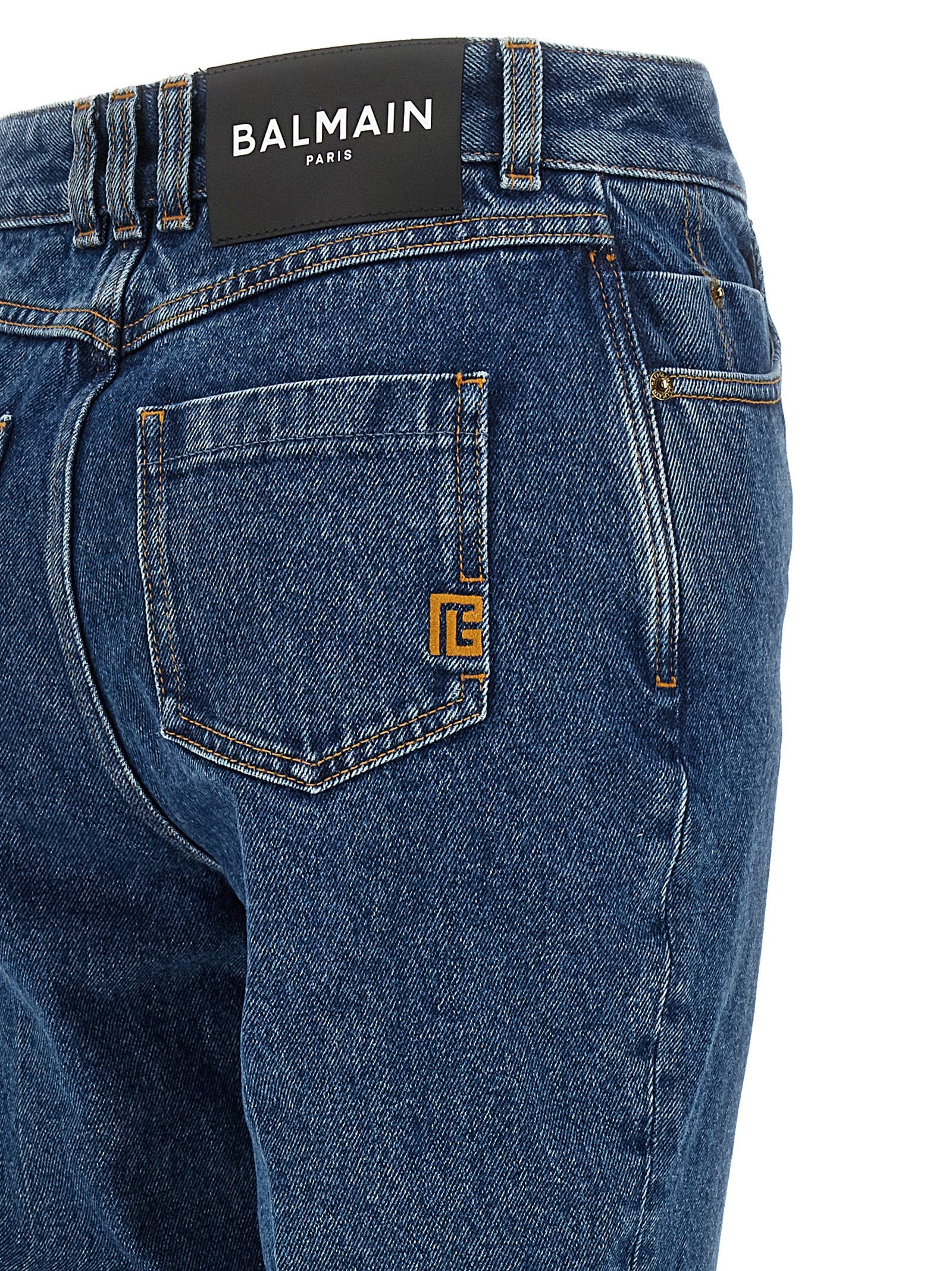Balmain Embroidery Jeans Blue