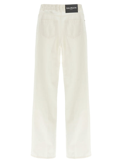 Balmain Embroidery Jeans White