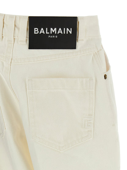 Balmain Embroidery Jeans White