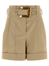 Balmain Anthem Buckle Shorts Beige