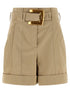 Balmain Anthem Buckle Shorts Beige
